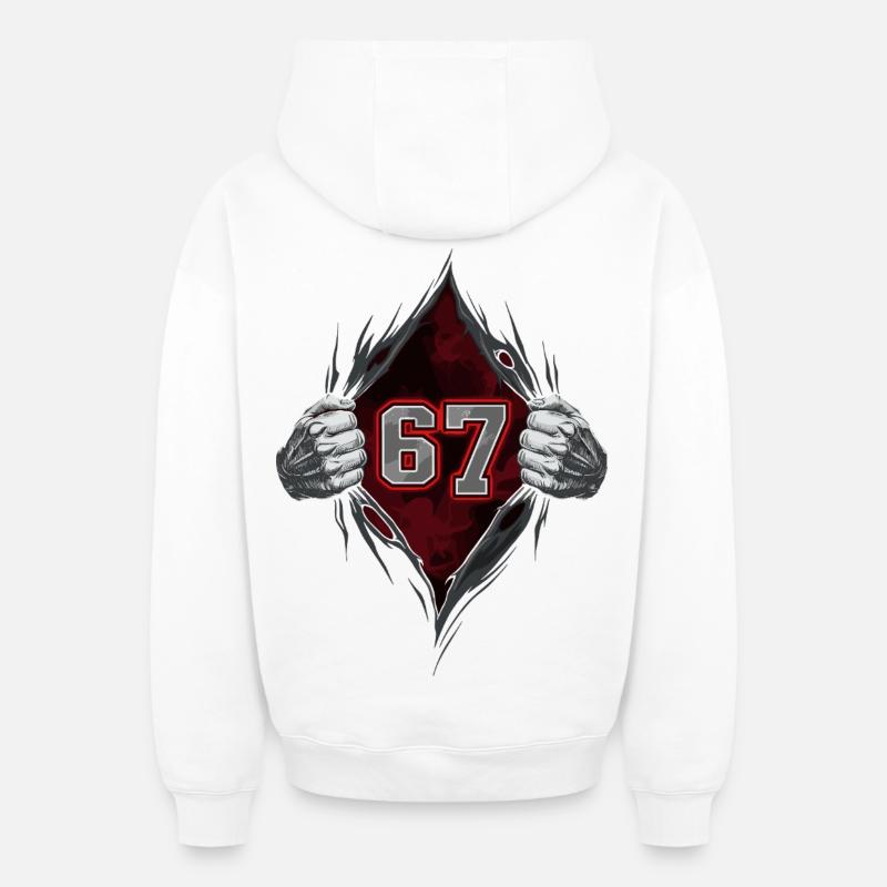 SixSeven - Sweat à capuche unisexe zippé oversize épais SPREAD - blanc