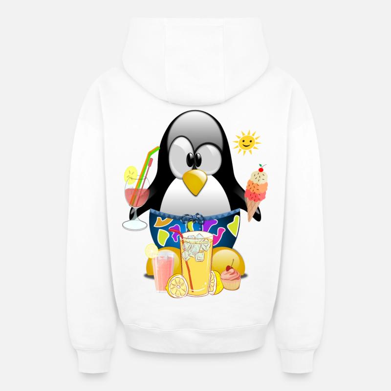 Pinguin, Eiscreme - Oversized Heavyweight Unisex Zip Hoodie - Weiß