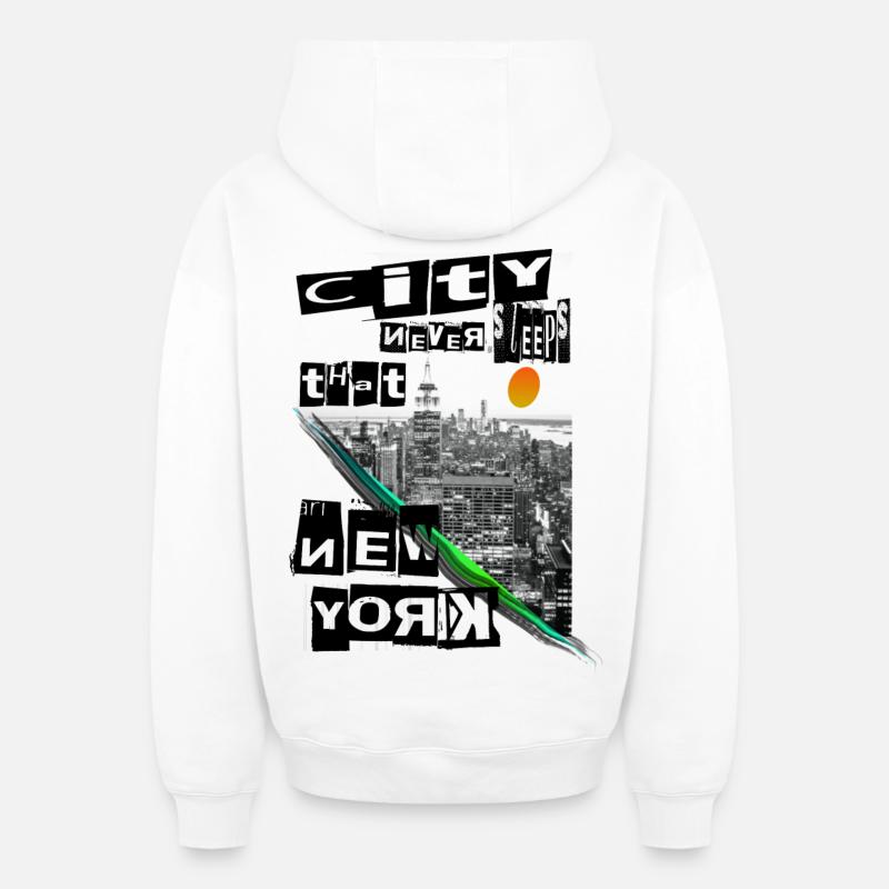 New York - Sweat à capuche unisexe zippé oversize épais SPREAD - blanc