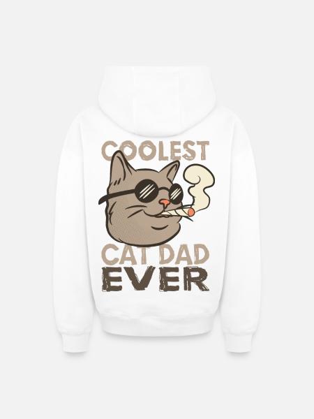 Chat Papa - Sweat à capuche unisexe zippé oversize épais SPREAD - blanc
