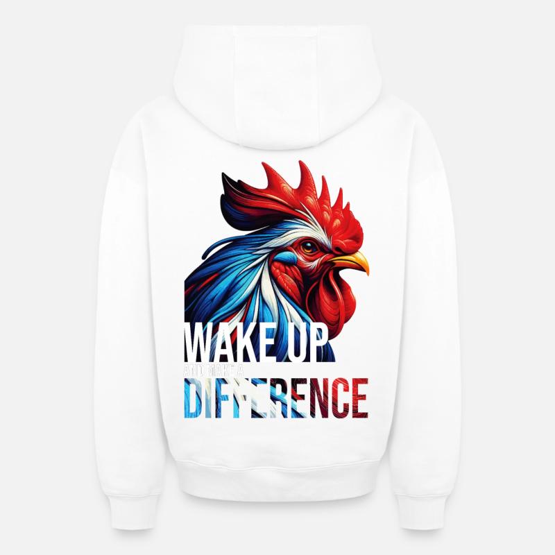 RÉVEILLEZ-VOUS ET FAITES LA DIFFÉRENCE-DB - Sweat à capuche unisexe zippé oversize épais SPREAD - blanc