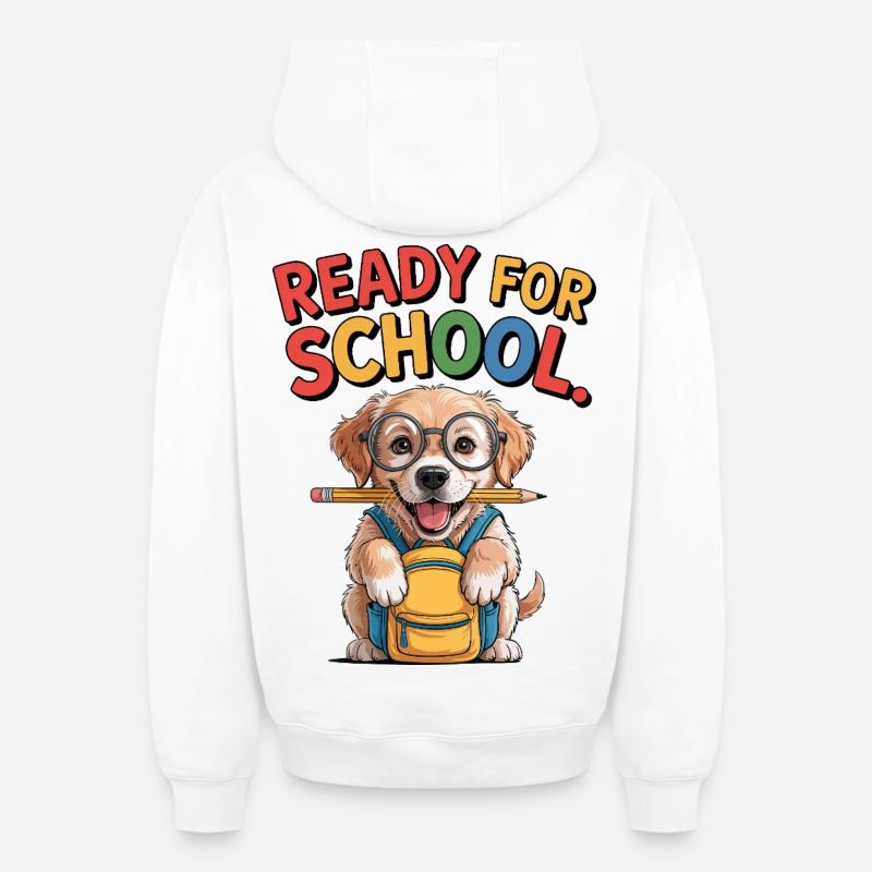 Chiot d’école - Sweat à capuche unisexe zippé oversize épais SPREAD - blanc