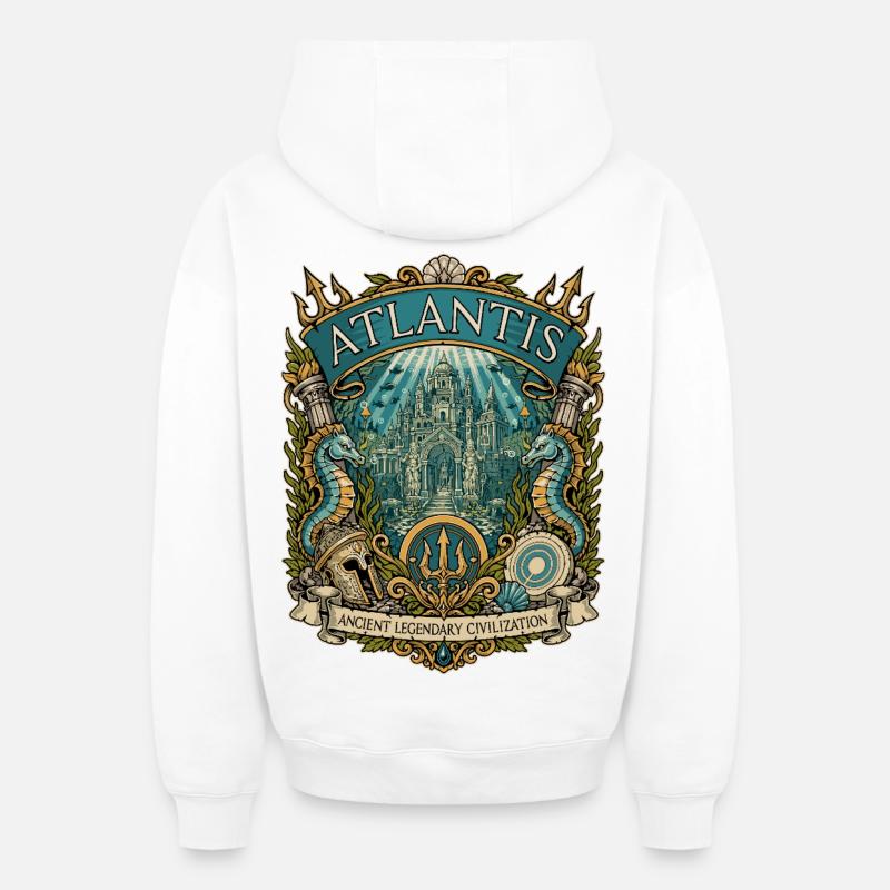 Atlantis : Ancienne Citadelle Maritime. - Sweat à capuche unisexe zippé oversize épais SPREAD - blanc