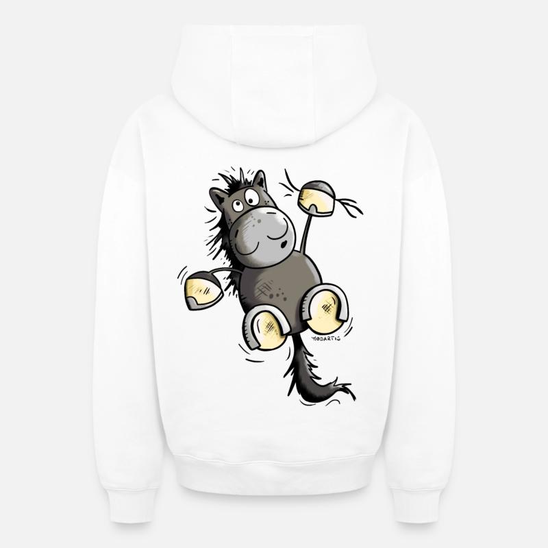Cheval Noir - Sweat à capuche unisexe zippé oversize épais SPREAD - blanc