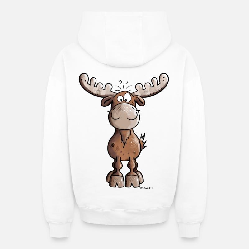 Funny élan - Sweat à capuche unisexe zippé oversize épais SPREAD - blanc