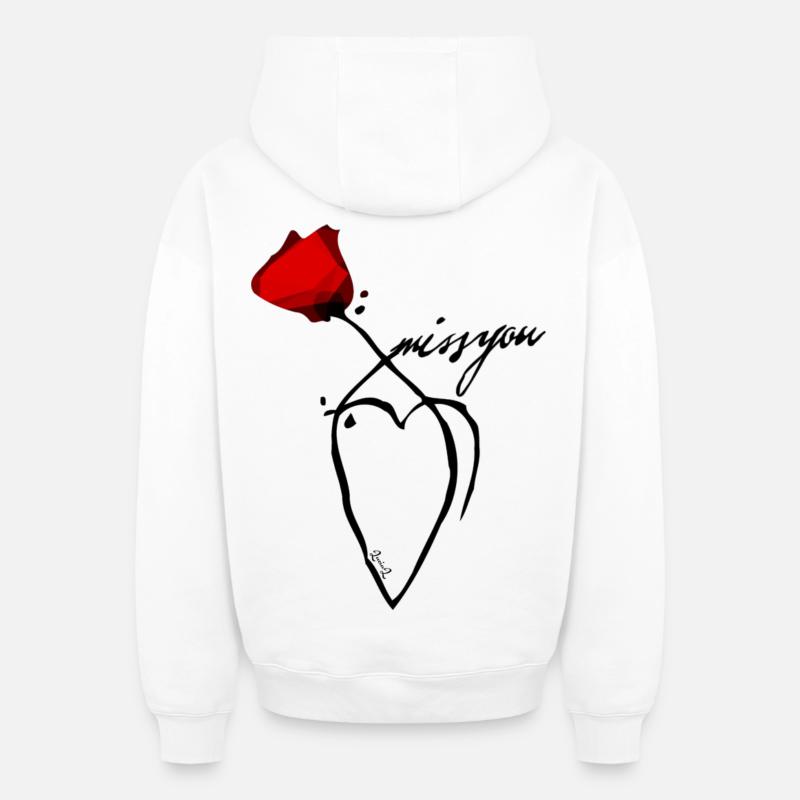 Tu me manque - Sweat à capuche unisexe zippé oversize épais SPREAD - blanc
