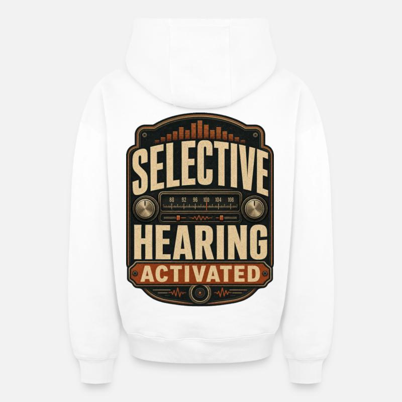Activation de l’audition sélective - Sweat à capuche unisexe zippé oversize épais SPREAD - blanc