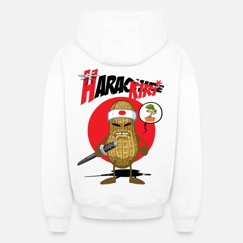 Arachide kiri - Sweat à capuche unisexe zippé oversize épais SPREAD - blanc