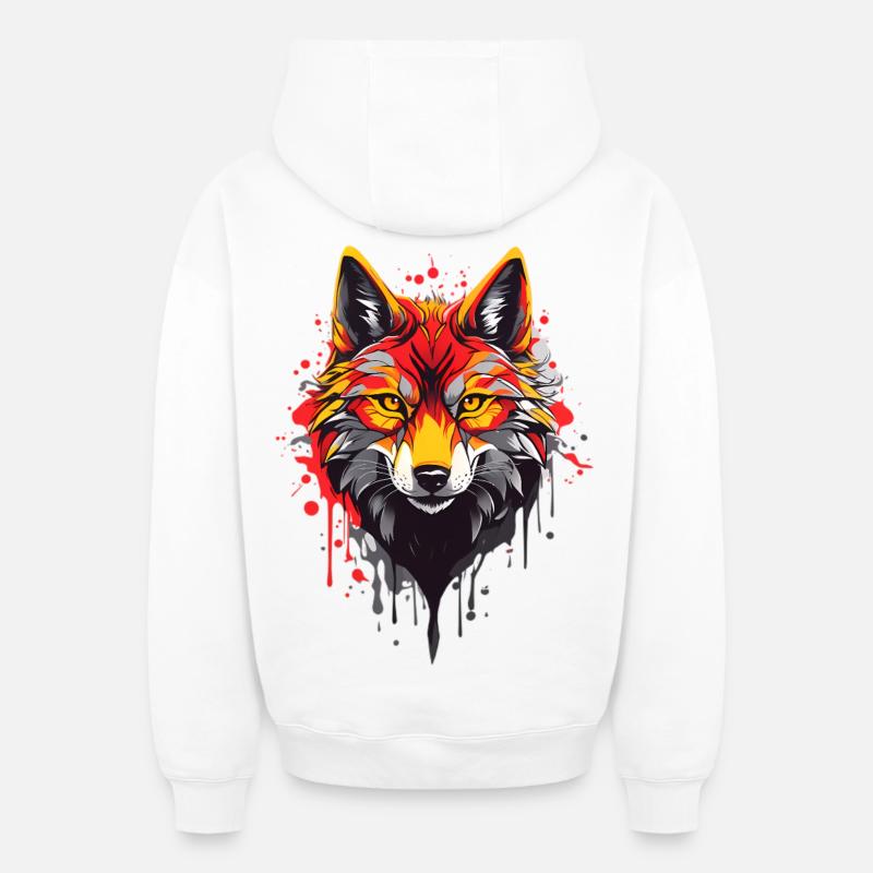 Loup Cool - Sweat à capuche unisexe zippé oversize épais SPREAD - blanc