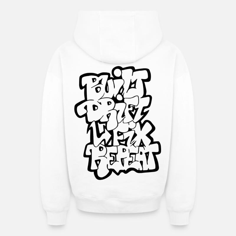 Built Drift Fix Repeat - Oversized Heavyweight Unisex Zip Hoodie - Weiß