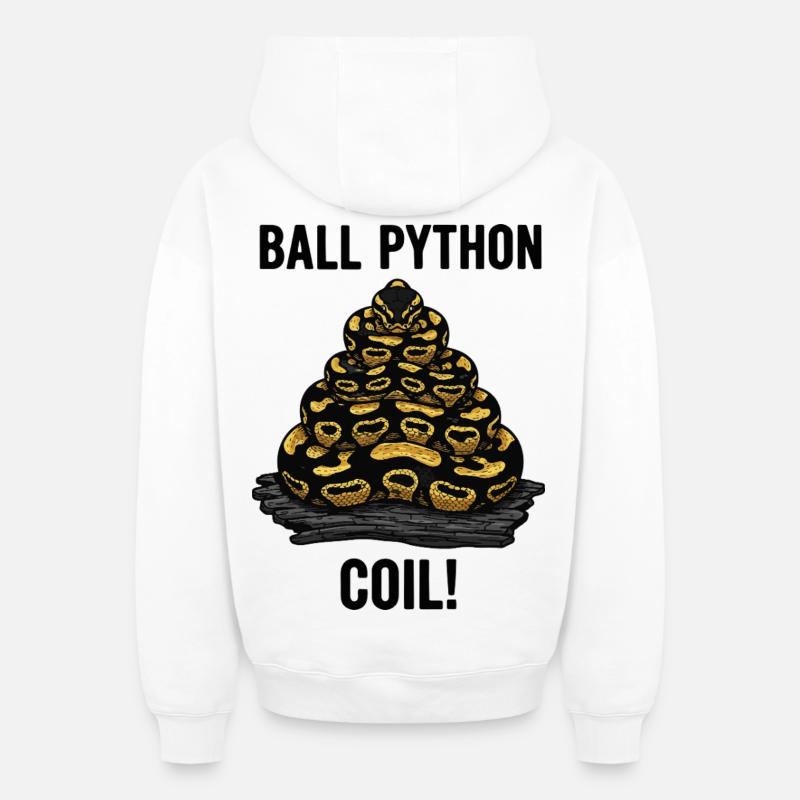 Royal Python Ball Python Coil Reptilienpyramide - Oversized Heavyweight Unisex Zip Hoodie - Weiß