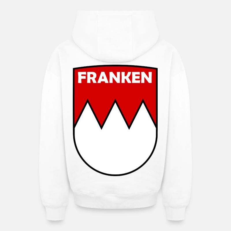 Franken Crest Logo - Sweat à capuche unisexe zippé oversize épais SPREAD - blanc