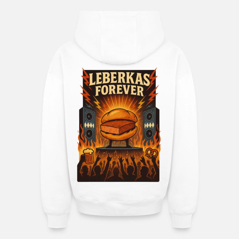 Leberkas pour toujours - Sweat à capuche unisexe zippé oversize épais SPREAD - blanc