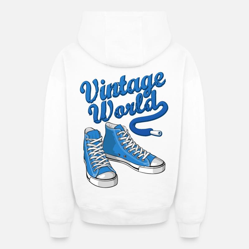 Baskets bleu cru - Sweat à capuche unisexe zippé oversize épais SPREAD - blanc
