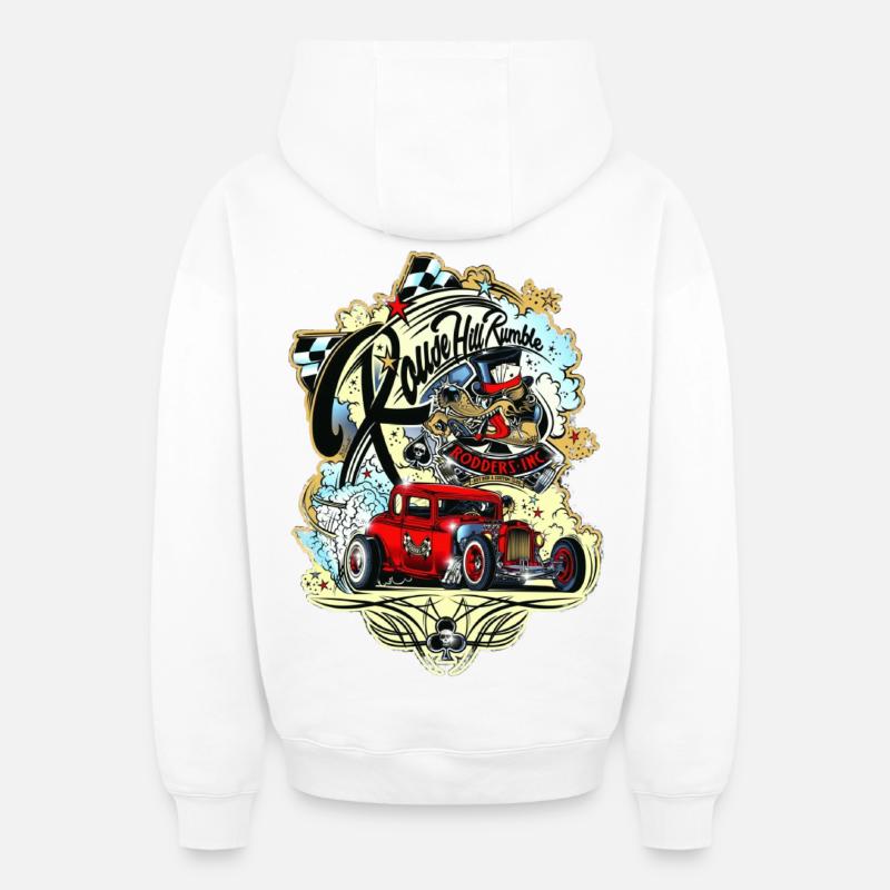 Hot rod - Sweat à capuche unisexe zippé oversize épais SPREAD - blanc