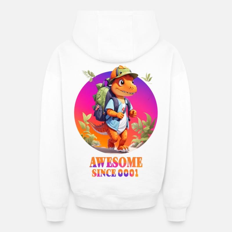 Bébé Dino - Sweat à capuche unisexe zippé oversize épais SPREAD - blanc