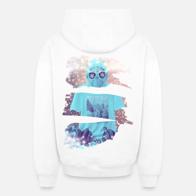 Il neige - Sweat à capuche unisexe zippé oversize épais SPREAD - blanc