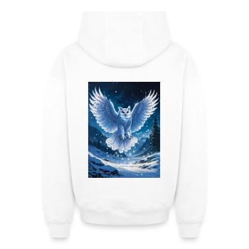 Schnee-Eule - Oversized Heavyweight Unisex Zip Hoodie - Weiß - Hinten - AI Model Male 178 light (178cm)