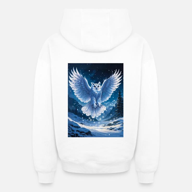 Harfang des neiges - Sweat à capuche unisexe zippé oversize épais SPREAD - blanc