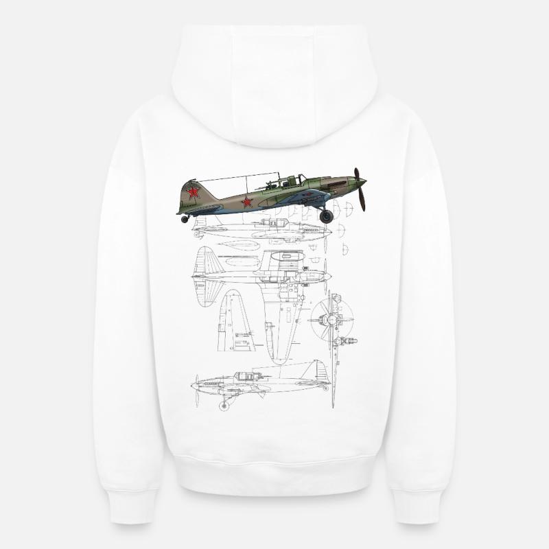 IL-2 - Sweat à capuche unisexe zippé oversize épais SPREAD - blanc