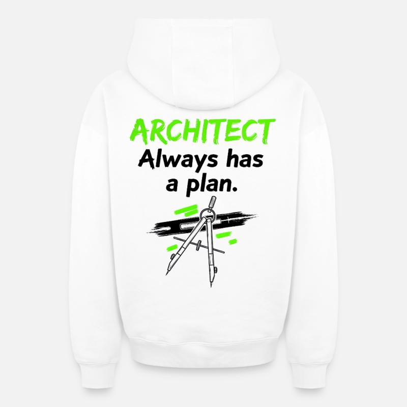 Architekt mit Plan - Oversized Heavyweight Unisex Zip Hoodie - Weiß