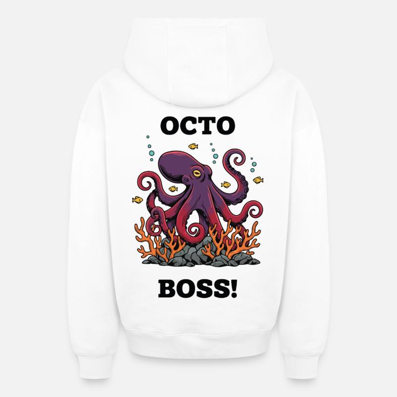 OctoBoss Reef King Oktopus - Oversized Heavyweight Unisex Zip Hoodie - Weiß