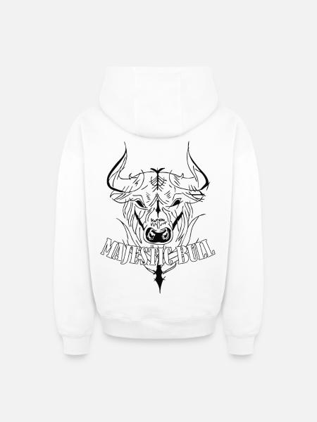 Majestic Bull - Oversized Heavyweight Unisex Zip Hoodie - white