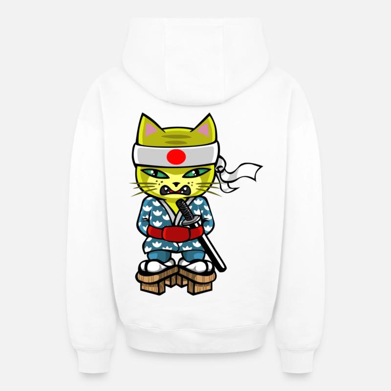 Chat mouraÏ - Sweat à capuche unisexe zippé oversize épais SPREAD - blanc