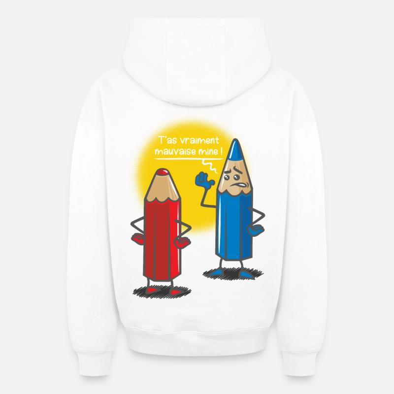 Mauvaise mine - Sweat à capuche unisexe zippé oversize épais SPREAD - blanc