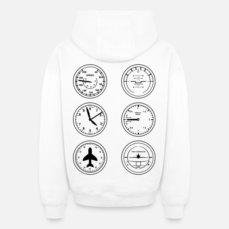 Flight Instruments - Oversized Heavyweight Unisex Zip Hoodie - white