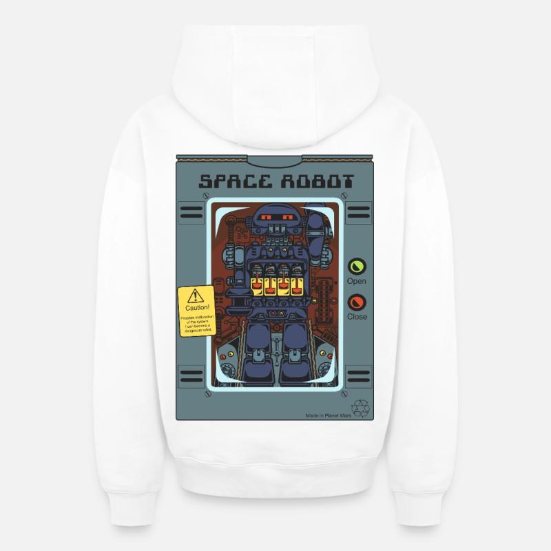 Robot spatial jouet. - Sweat à capuche unisexe zippé oversize épais SPREAD - blanc