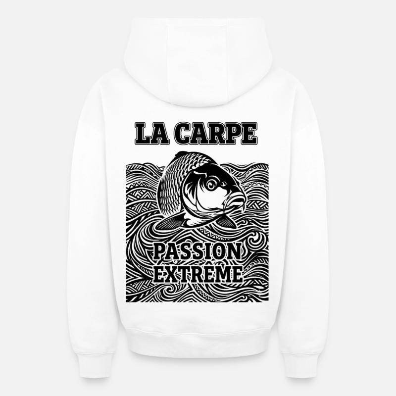 Carpe Passion Extrême - Sweat à capuche unisexe zippé oversize épais SPREAD - blanc