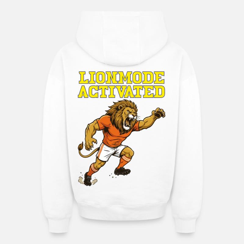 LionModeActivated - Sweat à capuche unisexe zippé oversize épais SPREAD - blanc