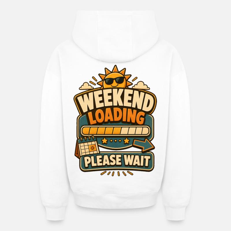 Weekend Loading Please Wait - Oversized Heavyweight Unisex Zip Hoodie - Weiß