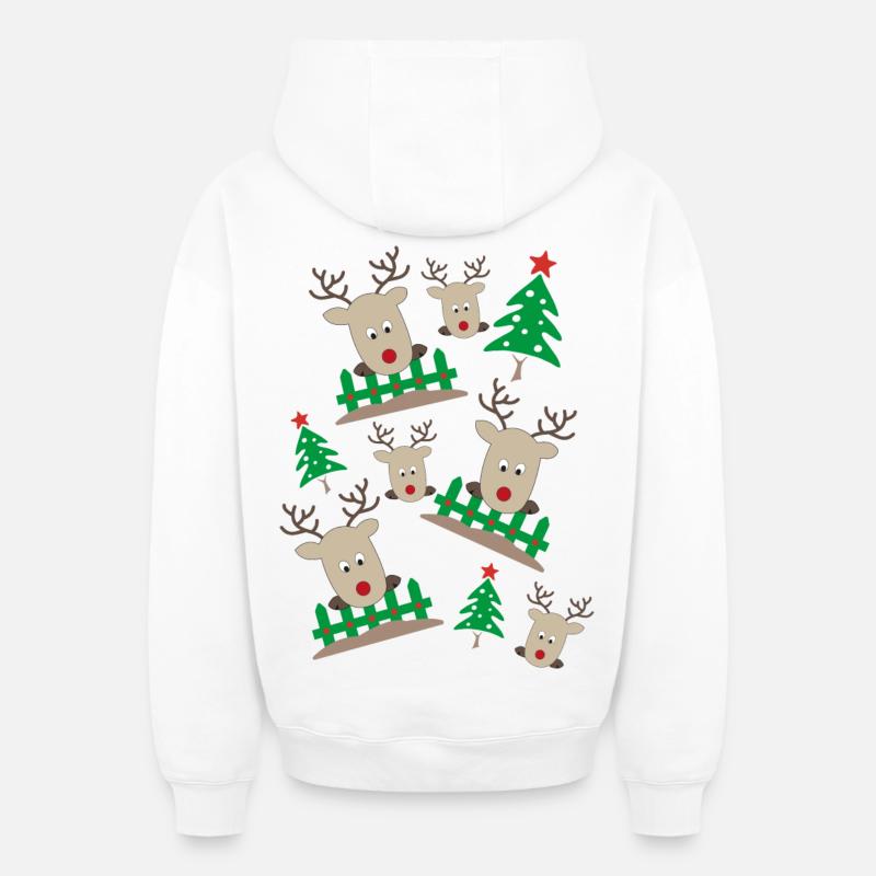 Noël - Sweat à capuche unisexe zippé oversize épais SPREAD - blanc
