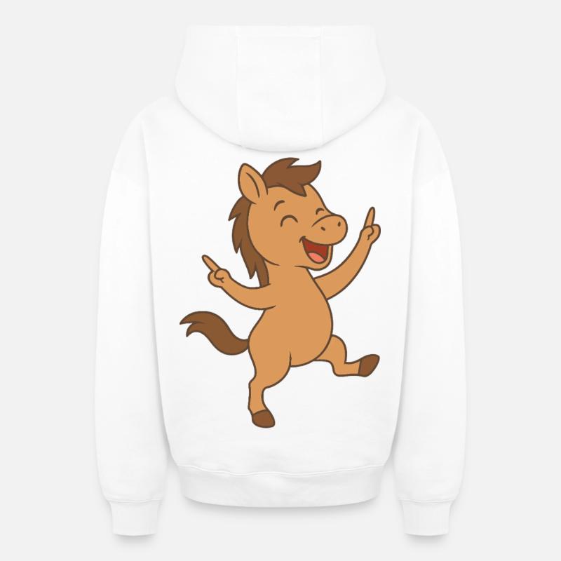 Poulain dansant - Sweat à capuche unisexe zippé oversize épais SPREAD - blanc