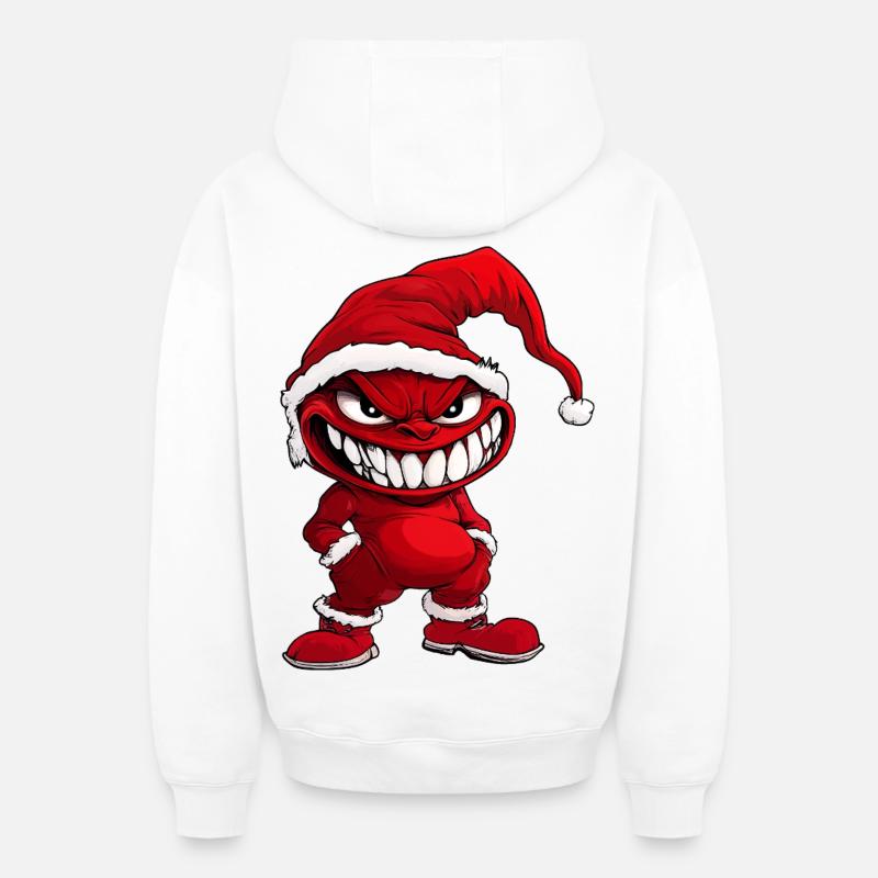Noël du Diable - Sweat à capuche unisexe zippé oversize épais SPREAD - blanc