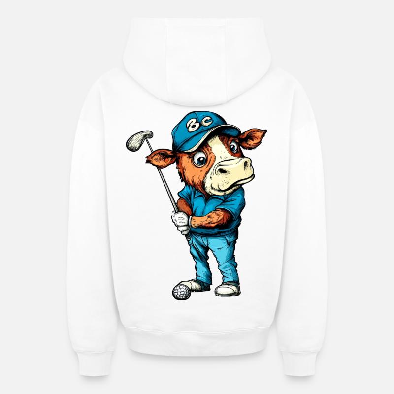 Kuh Golf - Oversized Heavyweight Unisex Zip Hoodie - Weiß