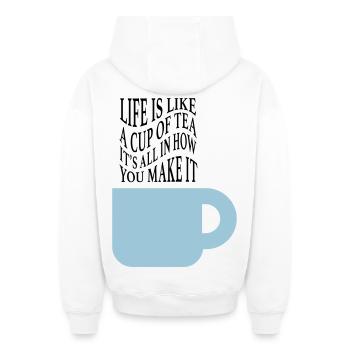La vie comme le thé - Sweat à capuche unisexe zippé oversize épais SPREAD - blanc - Dos - AI Model Male 178 light (178cm)