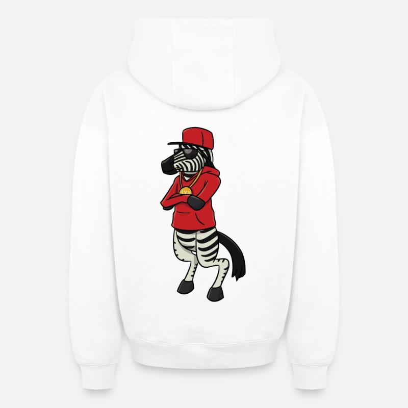 Hip Hop Zebra - Sweat à capuche unisexe zippé oversize épais SPREAD - blanc
