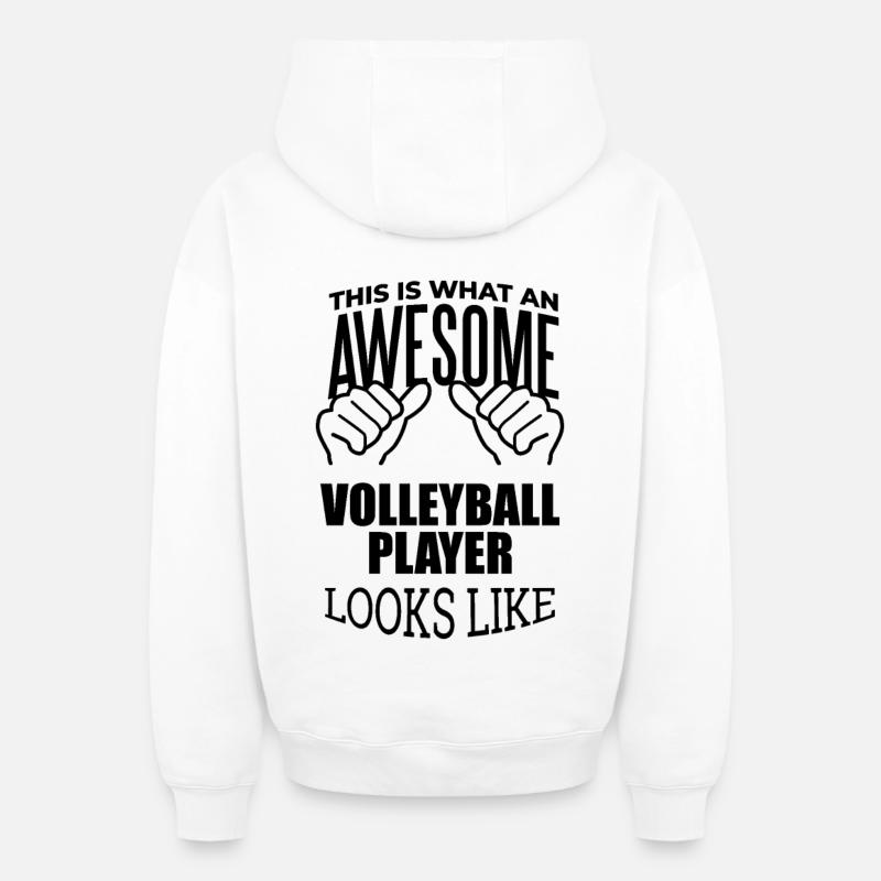 volley-ball - Sweat à capuche unisexe zippé oversize épais SPREAD - blanc
