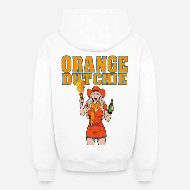 orangedutchie - Sweat à capuche unisexe zippé oversize épais SPREAD - blanc