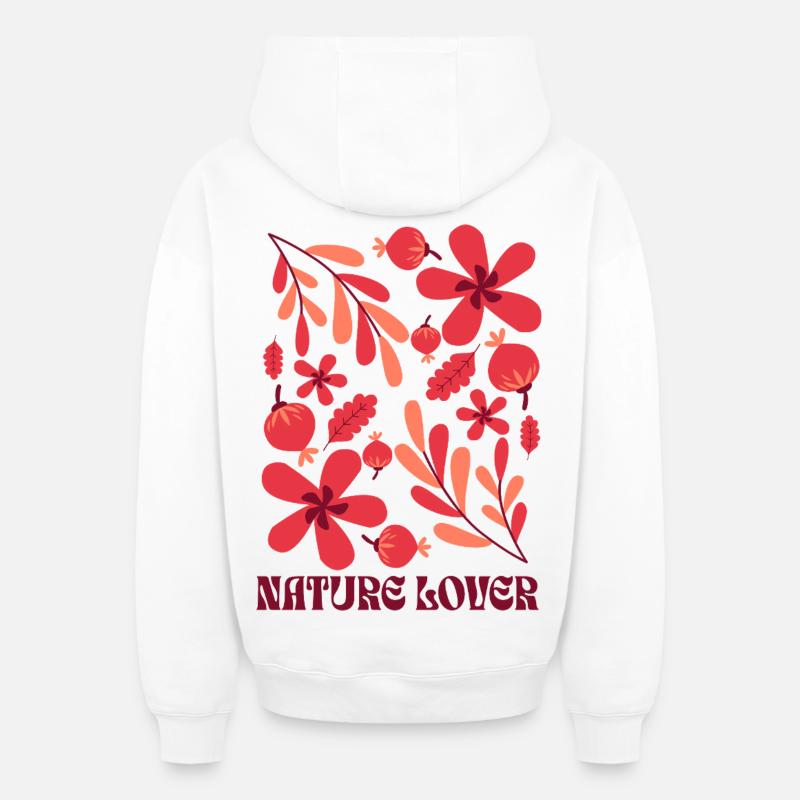 Amoureux de la nature - Sweat à capuche unisexe zippé oversize épais SPREAD - blanc