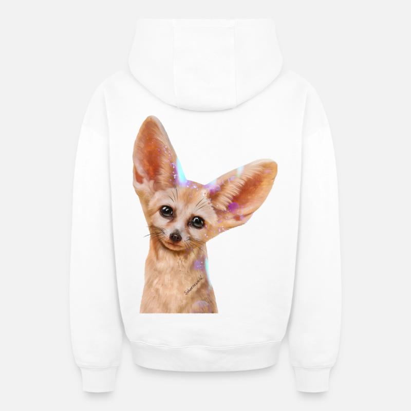 Fennec - Sweat à capuche unisexe zippé oversize épais SPREAD - blanc