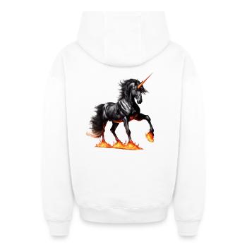 Das mächtige schwarze Einhorn - Oversized Heavyweight Unisex Zip Hoodie - Weiß - Hinten - AI Model Male 178 light (178cm)