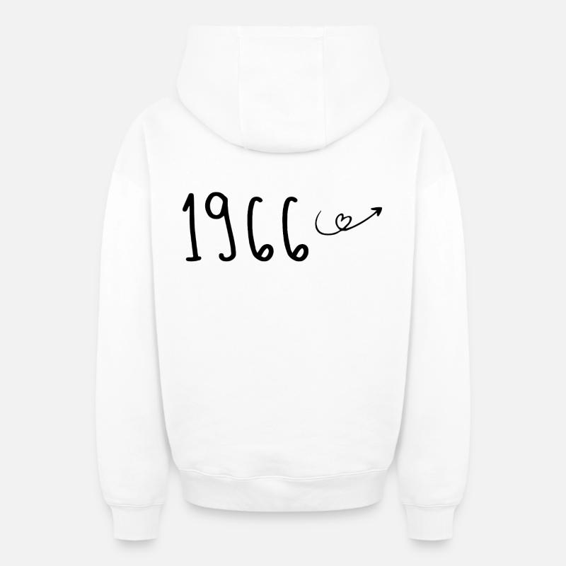 1966 Anniversaire 1966 Retro 1966 - Sweat à capuche unisexe zippé oversize épais SPREAD - blanc