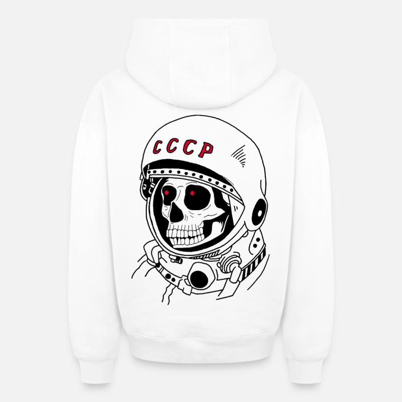 Crâne d'astronaute soviétique - Sweat à capuche unisexe zippé oversize épais SPREAD - blanc