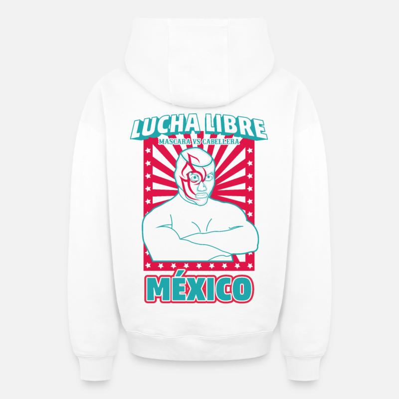 Lutte mexicaine 3 - Sweat à capuche unisexe zippé oversize épais SPREAD - blanc