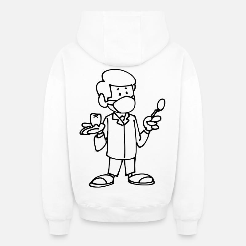 Dentiste - Sweat à capuche unisexe zippé oversize épais SPREAD - blanc