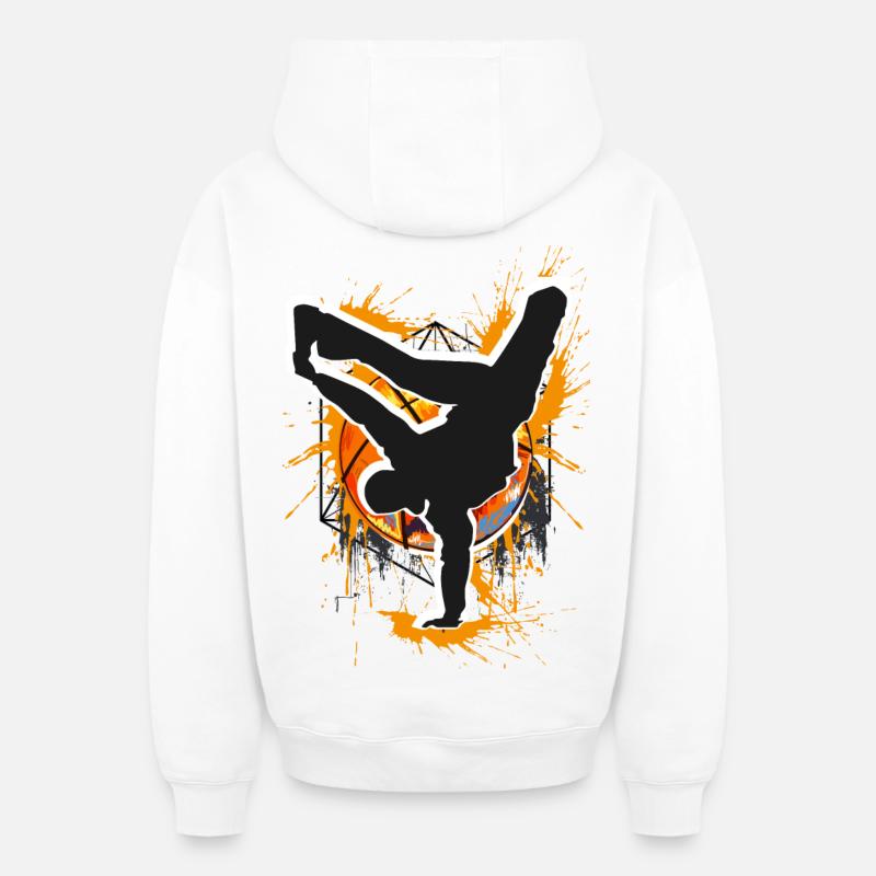 Breakdance - Breakdancer - Breakdancing - Bboy - Sweat à capuche unisexe zippé oversize épais SPREAD - blanc